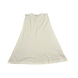 Organic by John Patrick White Organic Cotton Sleeveless A-Line Shirt Dress Med